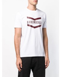 T-shirt à col rond imprimé blanc Dirk Bikkembergs
