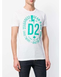 T-shirt à col rond imprimé blanc DSQUARED2