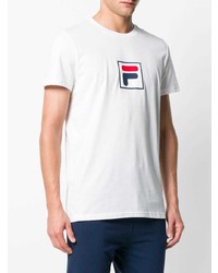 T-shirt à col rond imprimé blanc Fila