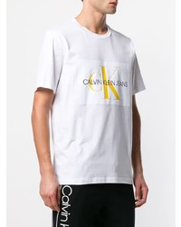 T-shirt à col rond imprimé blanc Calvin Klein Jeans