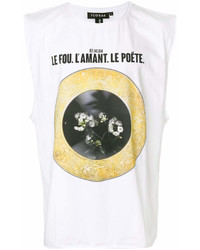 T-shirt à col rond imprimé blanc