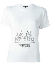 T-shirt à col rond imprimé blanc