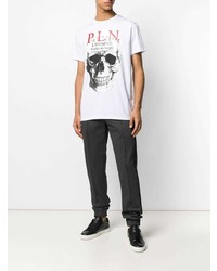 T-shirt à col rond imprimé blanc Philipp Plein