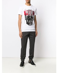 T-shirt à col rond imprimé blanc Philipp Plein