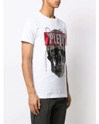 T-shirt à col rond imprimé blanc Philipp Plein