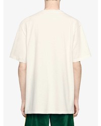 T-shirt à col rond imprimé blanc Gucci