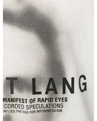 T-shirt à col rond imprimé blanc Helmut Lang