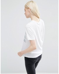 T-shirt à col rond imprimé blanc Asos
