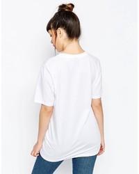T-shirt à col rond imprimé blanc Asos