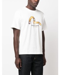 T-shirt à col rond imprimé blanc Evisu