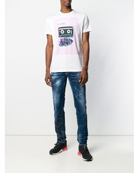 T-shirt à col rond imprimé blanc DSQUARED2