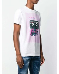 T-shirt à col rond imprimé blanc DSQUARED2