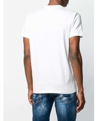 T-shirt à col rond imprimé blanc DSQUARED2