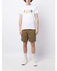 T-shirt à col rond imprimé blanc PS Paul Smith