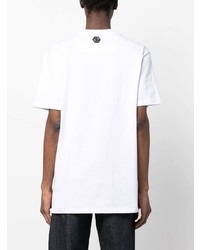 T-shirt à col rond imprimé blanc Philipp Plein