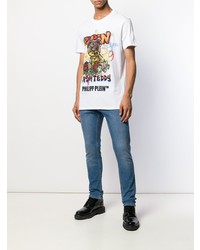 T-shirt à col rond imprimé blanc Philipp Plein