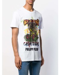 T-shirt à col rond imprimé blanc Philipp Plein