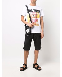 T-shirt à col rond imprimé blanc Moschino