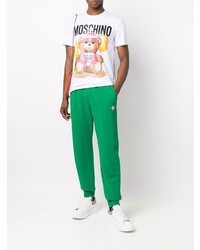 T-shirt à col rond imprimé blanc Moschino