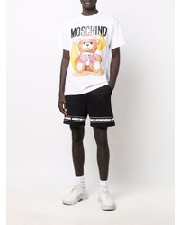 T-shirt à col rond imprimé blanc Moschino