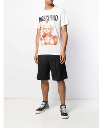 T-shirt à col rond imprimé blanc Moschino