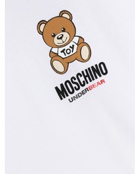 T-shirt à col rond imprimé blanc Moschino