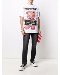 T-shirt à col rond imprimé blanc Philipp Plein