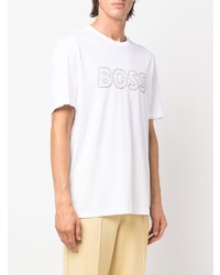 T-shirt à col rond imprimé blanc BOSS