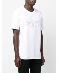 T-shirt à col rond imprimé blanc BOSS