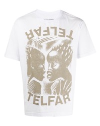 T-shirt à col rond imprimé blanc Telfar