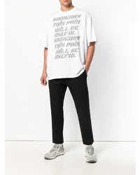 T-shirt à col rond imprimé blanc Lanvin