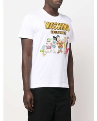 T-shirt à col rond imprimé blanc Moschino