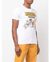 T-shirt à col rond imprimé blanc Moschino