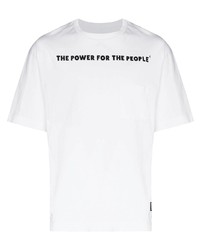 T-shirt à col rond imprimé blanc The Power for the People