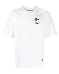 T-shirt à col rond imprimé blanc The Power for the People