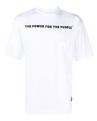 T-shirt à col rond imprimé blanc The Power for the People