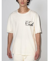 T-shirt à col rond imprimé blanc Rhude