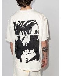 T-shirt à col rond imprimé blanc Rhude