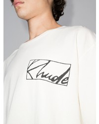 T-shirt à col rond imprimé blanc Rhude