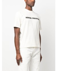 T-shirt à col rond imprimé blanc Heron Preston