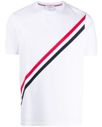 T-shirt à col rond imprimé blanc Thom Browne