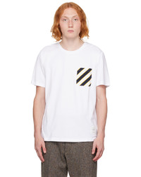 T-shirt à col rond imprimé blanc Thom Browne