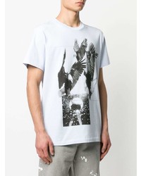 T-shirt à col rond imprimé blanc Helmut Lang