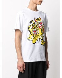 T-shirt à col rond imprimé blanc Kenzo