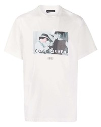 T-shirt à col rond imprimé blanc Throwback.