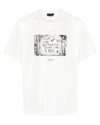 T-shirt à col rond imprimé blanc Throwback.