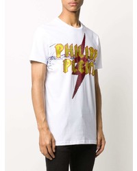 T-shirt à col rond imprimé blanc Philipp Plein