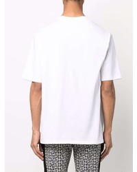 T-shirt à col rond imprimé blanc Balmain