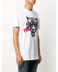 T-shirt à col rond imprimé blanc Philipp Plein