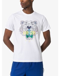 T-shirt à col rond imprimé blanc Kenzo